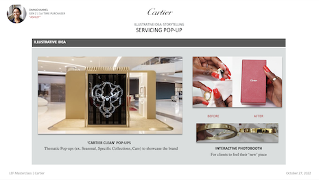 The goal is to educate all clients on Cartier’s brand heritage and product collections via stories and activations, particularly through servicing pop-ups. Image credit: Cartier, Luxury Education Foundation